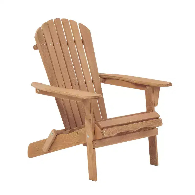 Set of 2 Wooden Folding Adirondack Chairs with Pre-Assembled Backrest, Hemlock Wood, Foldable Design for Garden or Backyard