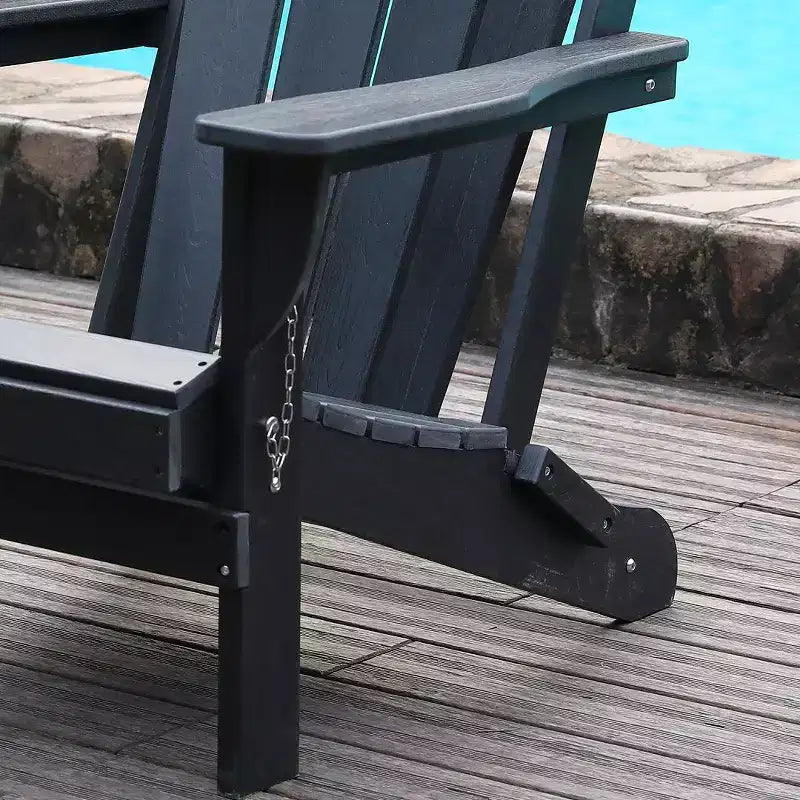 HDPE All-Weather Adirondack Folding Chair with Dual Cup Holders, Weight Capacity 380 lbs, Low Maintenance for Backyard or Camping