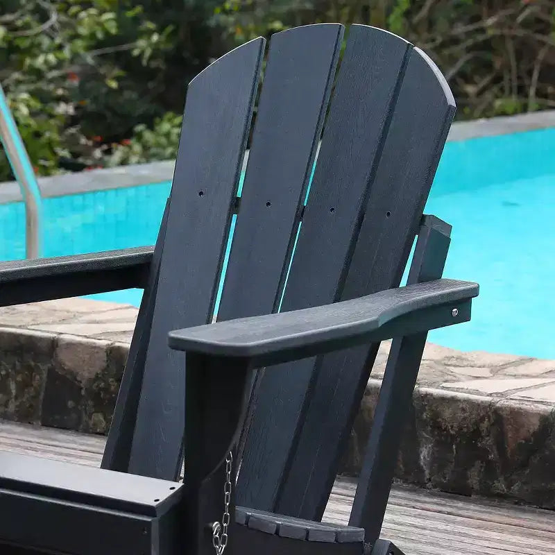HDPE All-Weather Adirondack Folding Chair with Dual Cup Holders, Weight Capacity 380 lbs, Low Maintenance for Backyard or Camping