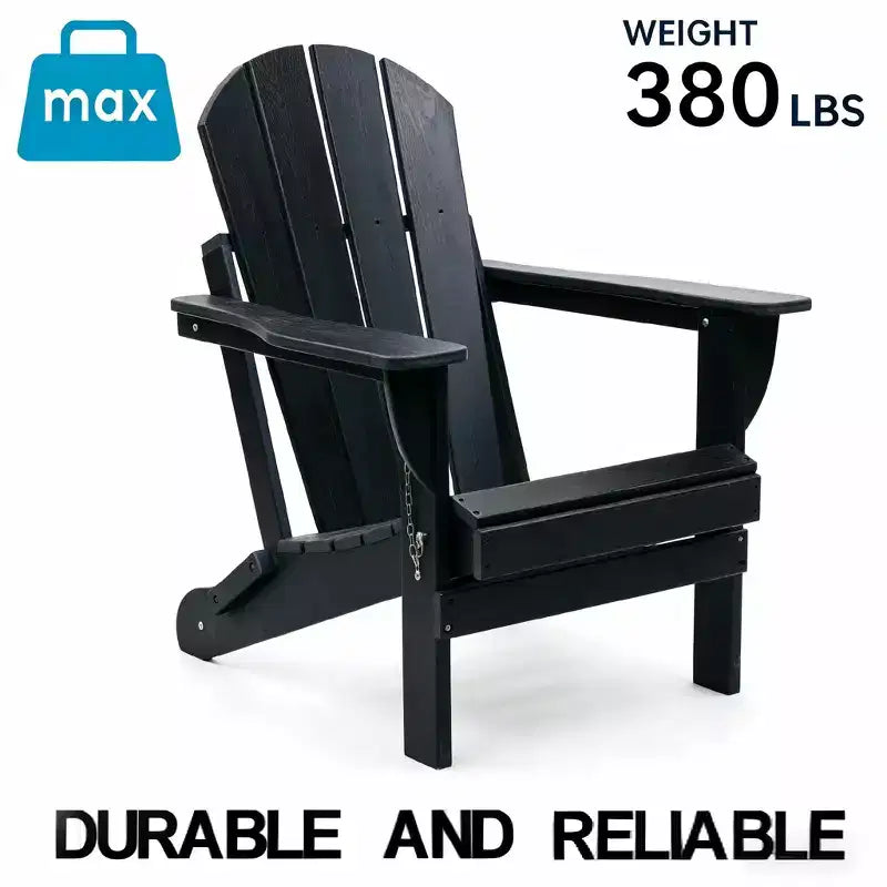 HDPE All-Weather Adirondack Folding Chair with Dual Cup Holders, Weight Capacity 380 lbs, Low Maintenance for Backyard or Camping
