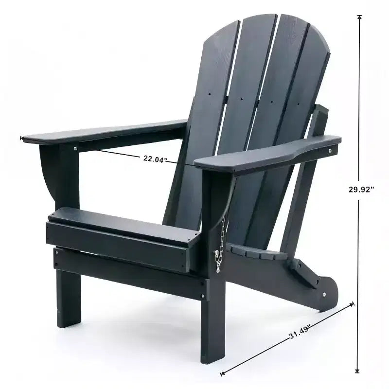 HDPE All-Weather Adirondack Folding Chair with Dual Cup Holders, Weight Capacity 380 lbs, Low Maintenance for Backyard or Camping