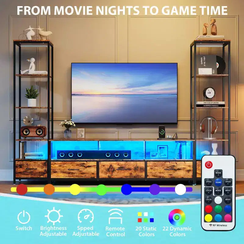 Modern Multi-Functional TV Stand, 5-Tier Open Shelves, Modern TV Cabinet Organizer, Space-Saving Entertainment Center, for Living Room