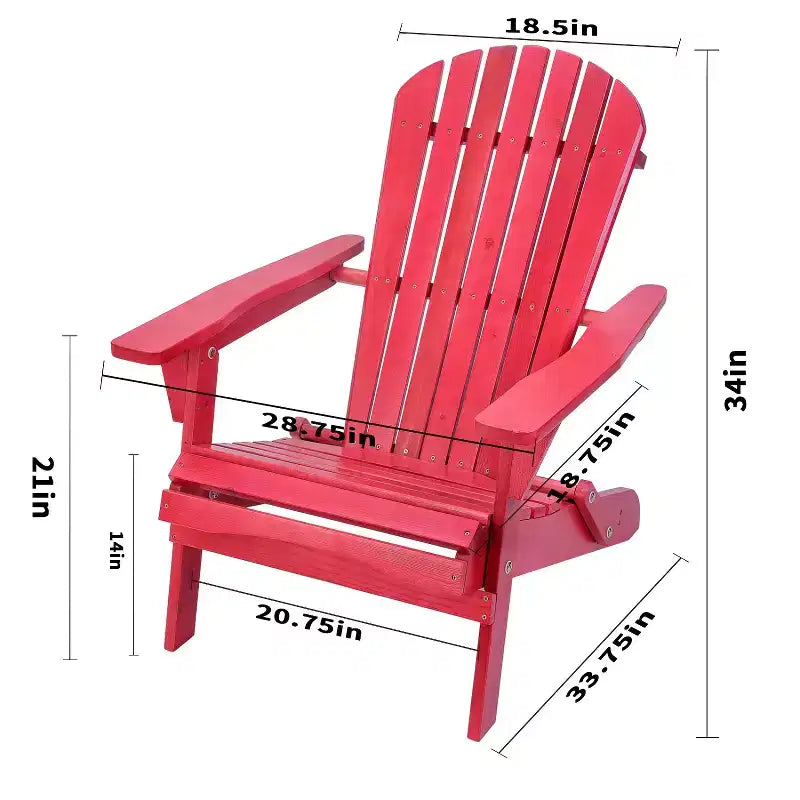 Folding Large Size Adirondack Chair Pine Wood, 2 Chairs and 1 End Table