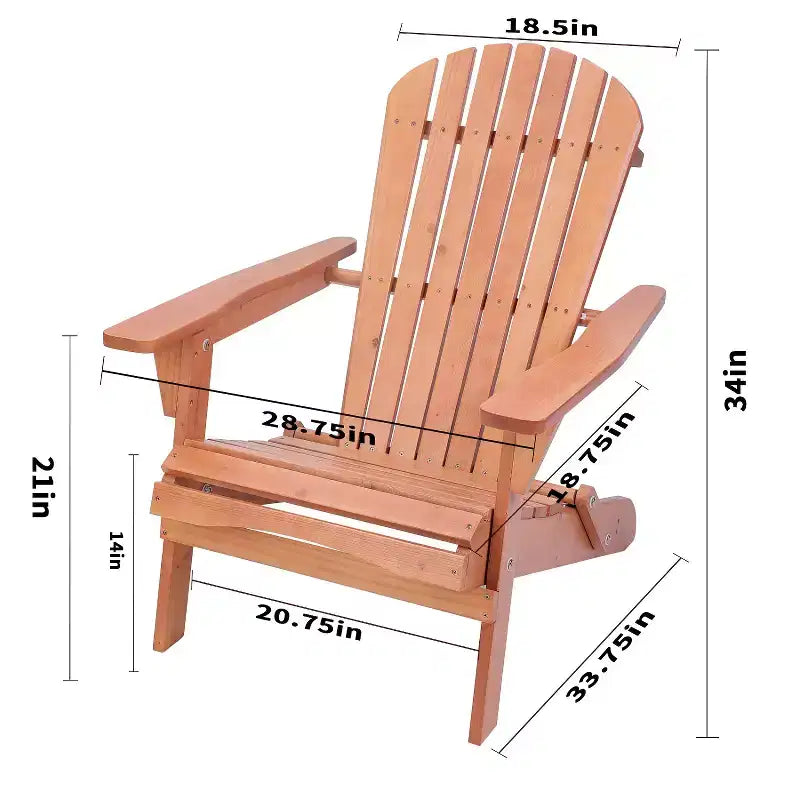Folding Large Size Adirondack Chair Pine Wood, 2 Chairs and 1 End Table