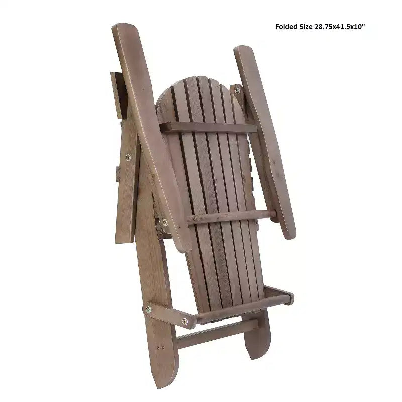 Folding Large Size Adirondack Chair Pine Wood, 2 Chairs and 1 End Table