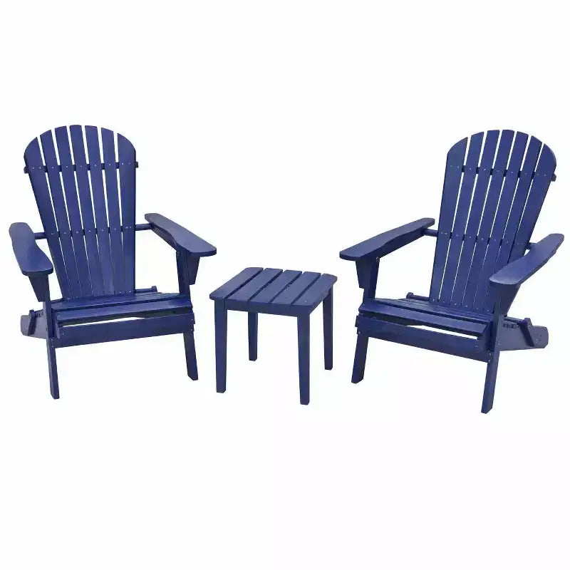 Folding Large Size Adirondack Chair Pine Wood, 2 Chairs and 1 End Table