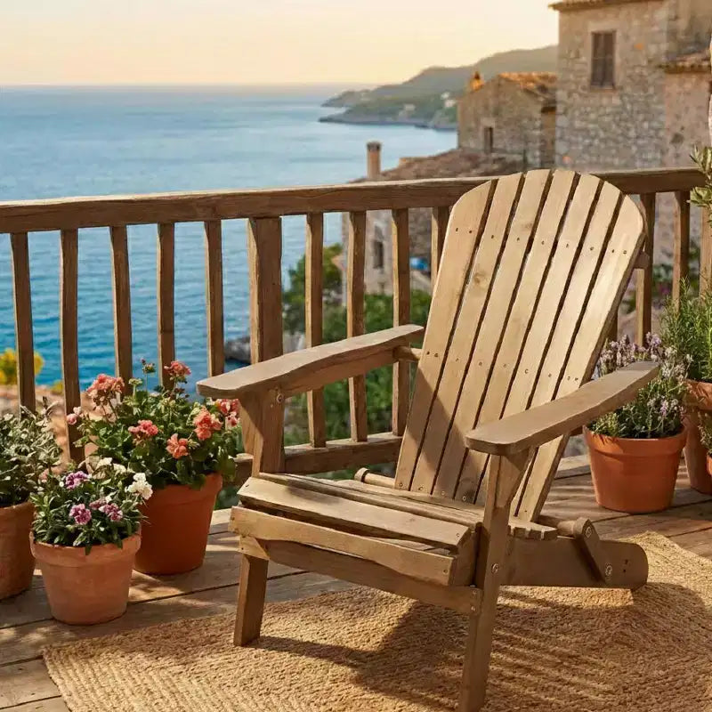 Grand Collection Folding Large Size Adirondack Chair Pine Wood, Walnut