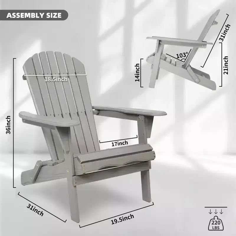 Folding Cedar Wood Adirondack Chairs, Embossed Wood Grain Outdoor Patio Lounge Seating for Garden