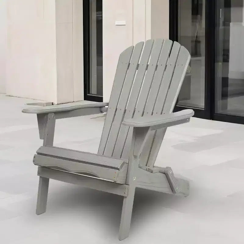 Folding Cedar Wood Adirondack Chairs, Embossed Wood Grain Outdoor Patio Lounge Seating for Garden
