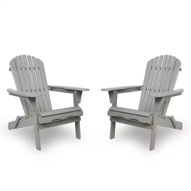 Folding Cedar Wood Adirondack Chairs, Embossed Wood Grain Outdoor Patio Lounge Seating for Garden