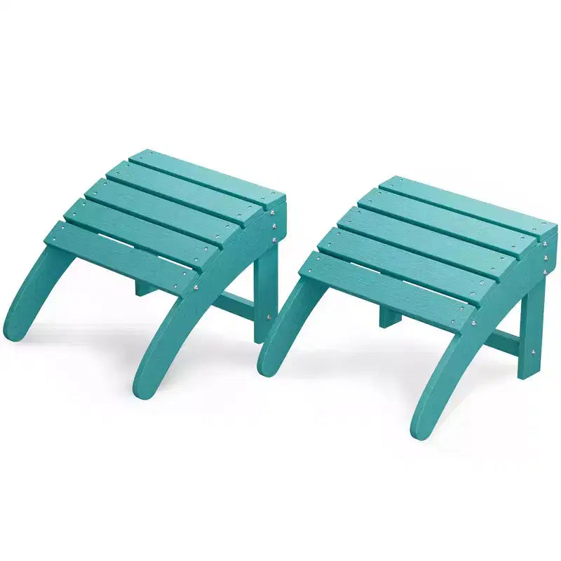 Folding Adirondack Ottoman Set of 2, Weatherproof HDPE Footrest, 18''W18.7''D14.1''H, 200LBS Capacity for Patio