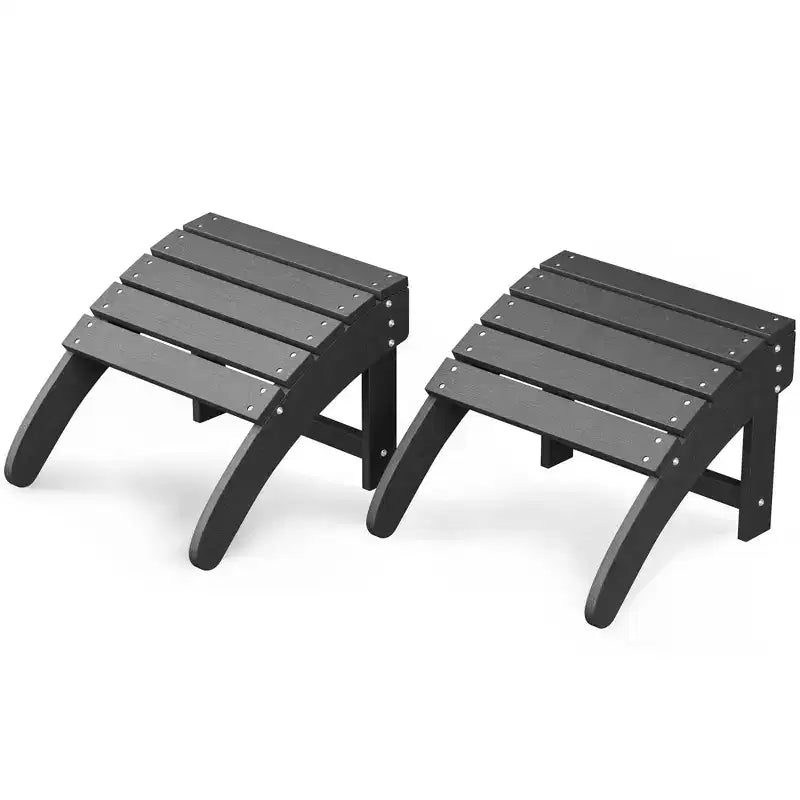Folding Adirondack Ottoman Set of 2, Weatherproof HDPE Footrest, 18''W18.7''D14.1''H, 200LBS Capacity for Patio