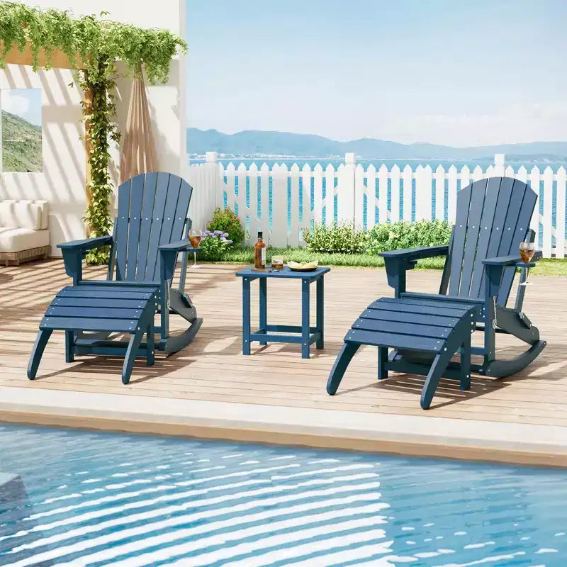 Folding Adirondack Ottoman Set of 2, Weatherproof HDPE Footrest, 18''W18.7''D14.1''H, 200LBS Capacity for Patio