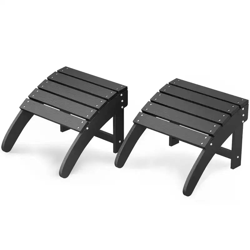 Folding Adirondack Ottoman Set of 2, Weatherproof HDPE Footrest, 18''W18.7''D14.1''H, 200LBS Capacity for Patio