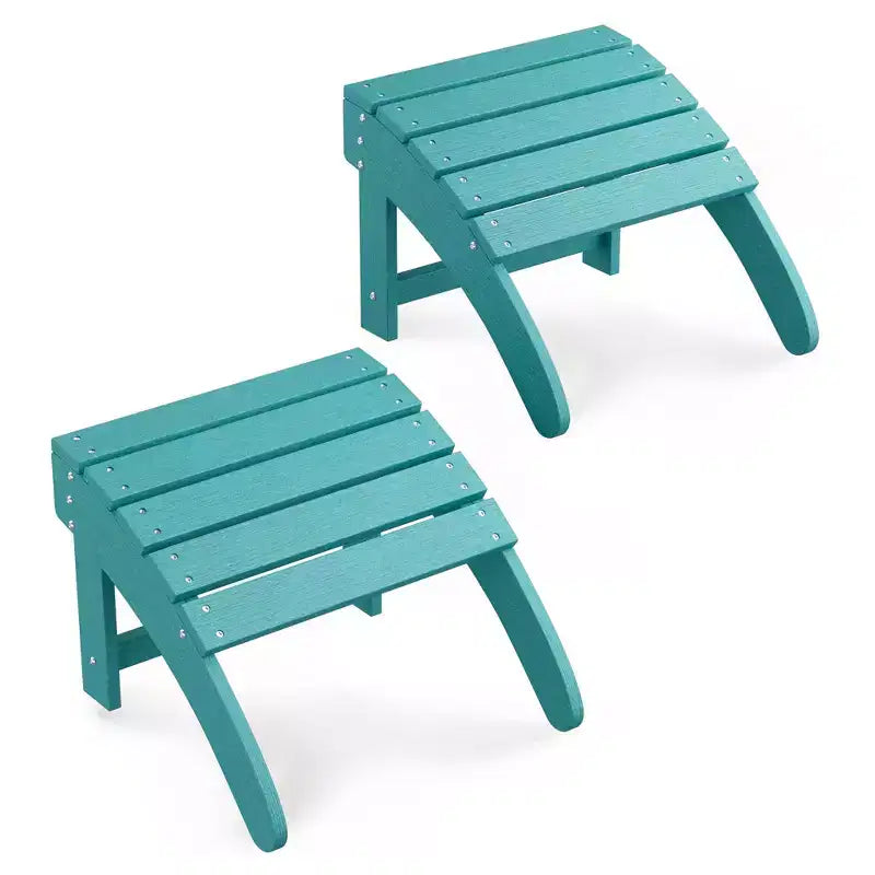Folding Adirondack Ottoman Set of 2, Weatherproof HDPE Footrest, 18''W18.7''D14.1''H, 200LBS Capacity for Patio