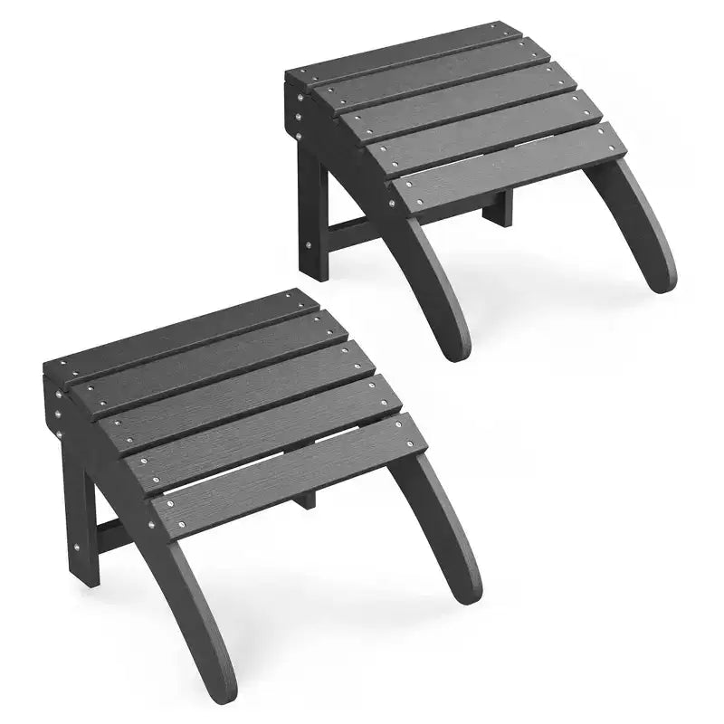 Folding Adirondack Ottoman Set of 2, Weatherproof HDPE Footrest, 18''W18.7''D14.1''H, 200LBS Capacity for Patio