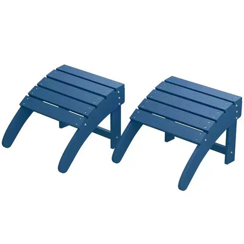 Folding Adirondack Ottoman Set of 2, Weatherproof HDPE Footrest, 18''W18.7''D14.1''H, 200LBS Capacity for Patio