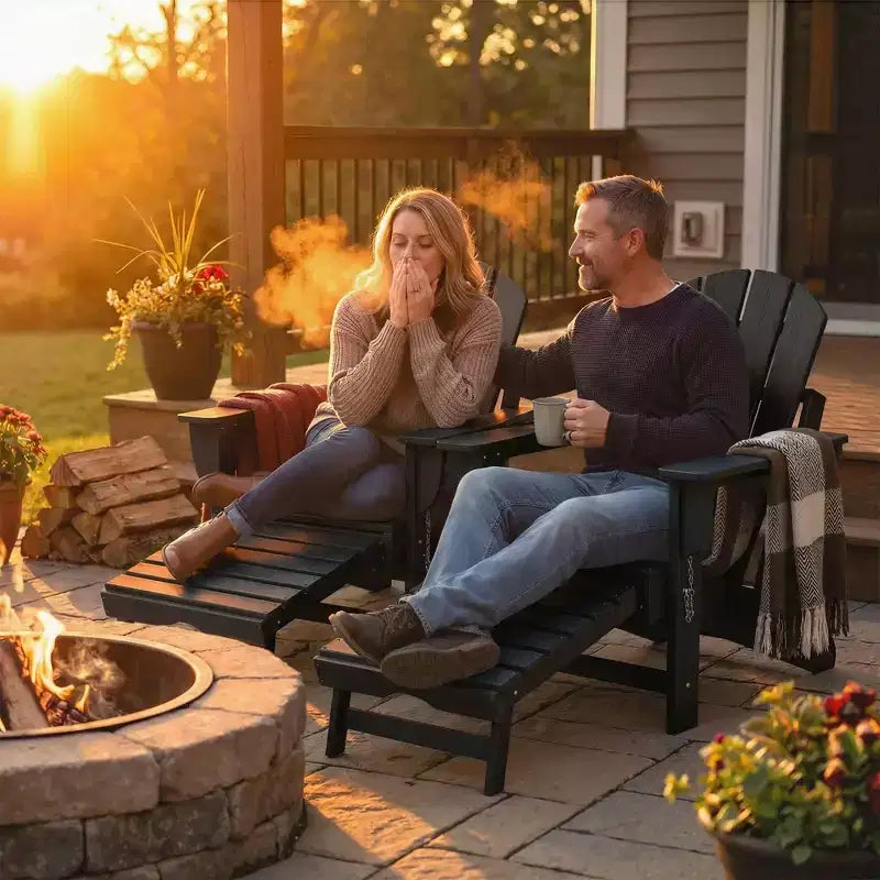 Outsunny Lot de 2 chaises Adirondack pliantes en HDPE, chaises de jardin avec repose-pieds rétractable, porte-gobelet et grand siège pour terrasse, jardin, arrière-cour
