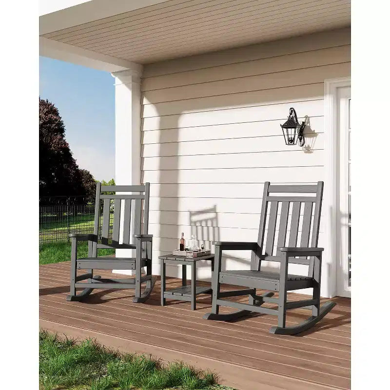 18 Outdoor Adirondack Side Table, 2-Tier HDPE Weather Resistant, Square End Table for Patio Poolside Porch Deck