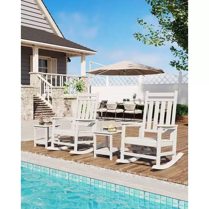 18 Outdoor Adirondack Side Table, 2-Tier HDPE Weather Resistant, Square End Table for Patio Poolside Porch Deck