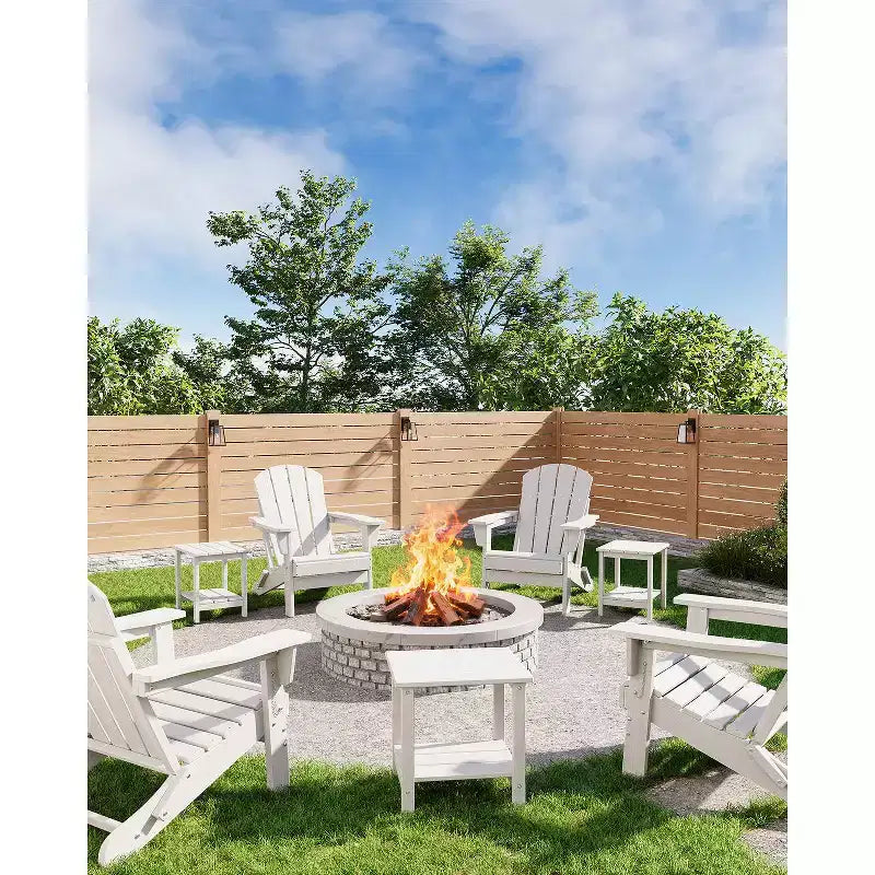 18 Outdoor Adirondack Side Table, 2-Tier HDPE Weather Resistant, Square End Table for Patio Poolside Porch Deck