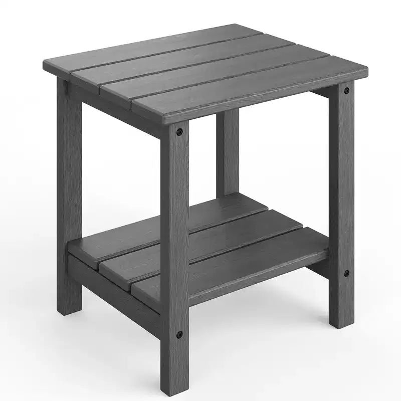 18 Outdoor Adirondack Side Table, 2-Tier HDPE Weather Resistant, Square End Table for Patio Poolside Porch Deck