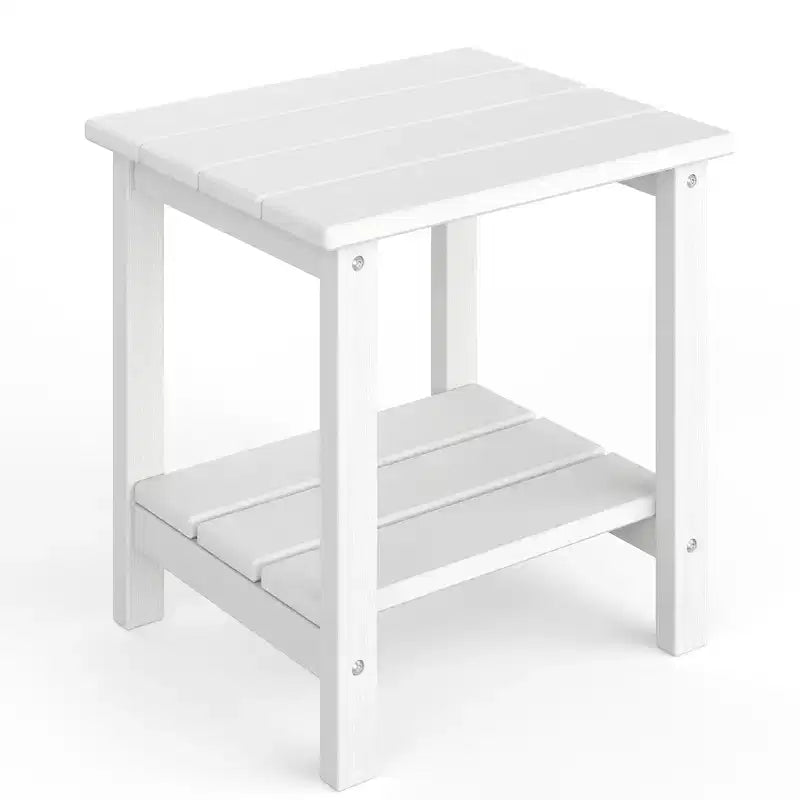 18 Outdoor Adirondack Side Table, 2-Tier HDPE Weather Resistant, Square End Table for Patio Poolside Porch Deck