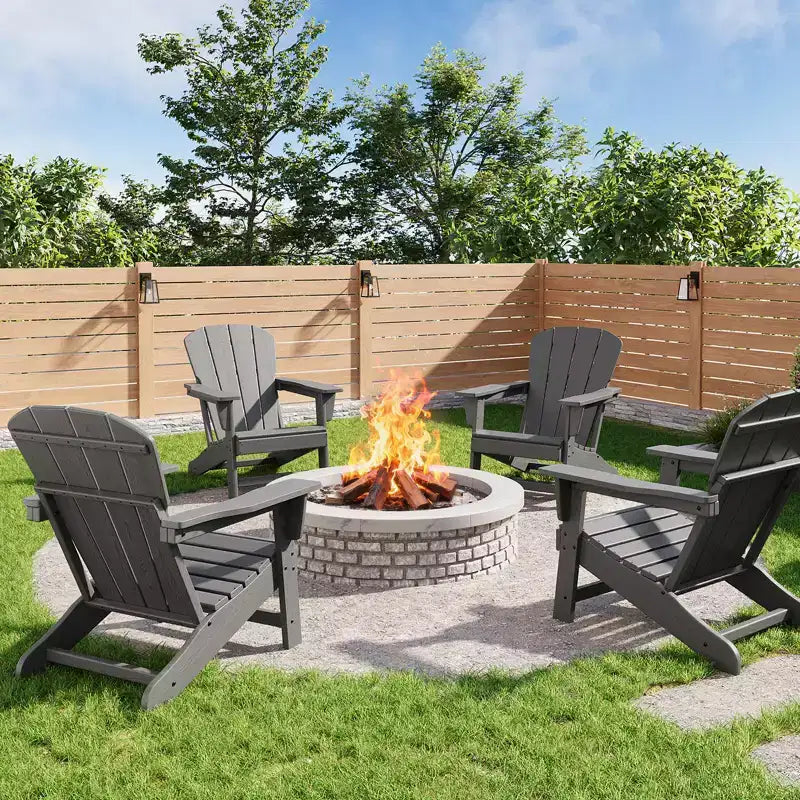 Oversized HDPE Adirondack Patio Chairs Set of 4  380 LB Heavy Duty  Weather Resistant Poly Lumber, Ideal for Deck, Pool, Porch, Fire Pit