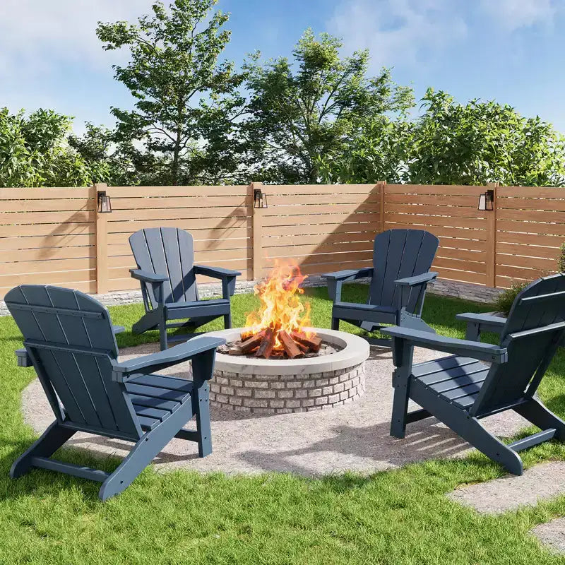 Oversized HDPE Adirondack Patio Chairs Set of 4  380 LB Heavy Duty  Weather Resistant Poly Lumber, Ideal for Deck, Pool, Porch, Fire Pit