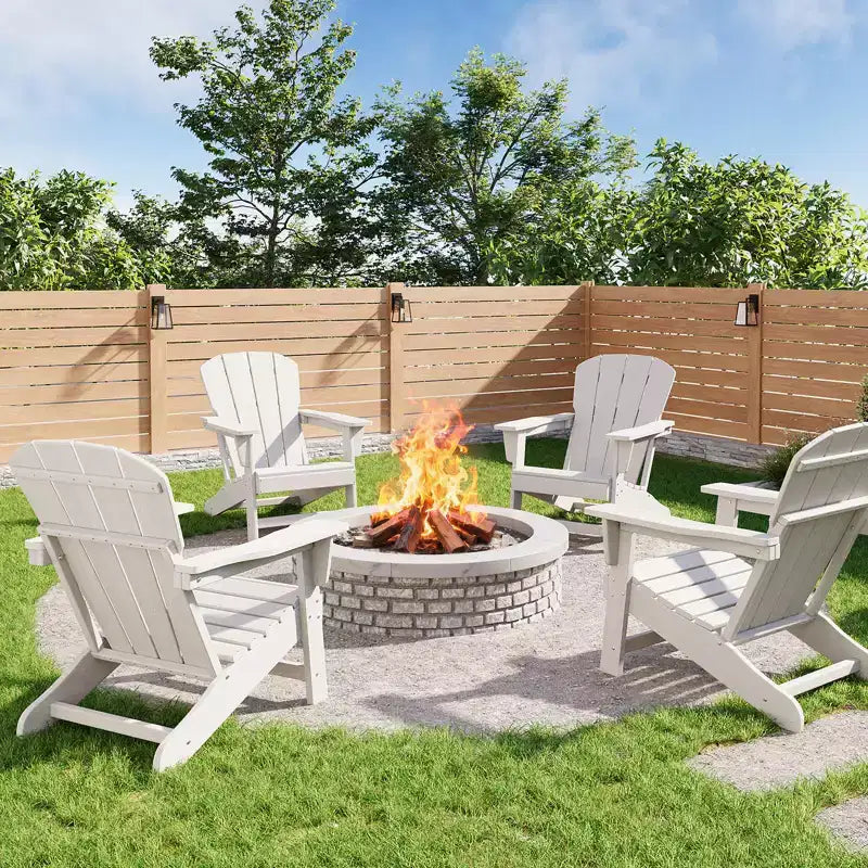 Oversized HDPE Adirondack Patio Chairs Set of 4  380 LB Heavy Duty  Weather Resistant Poly Lumber, Ideal for Deck, Pool, Porch, Fire Pit