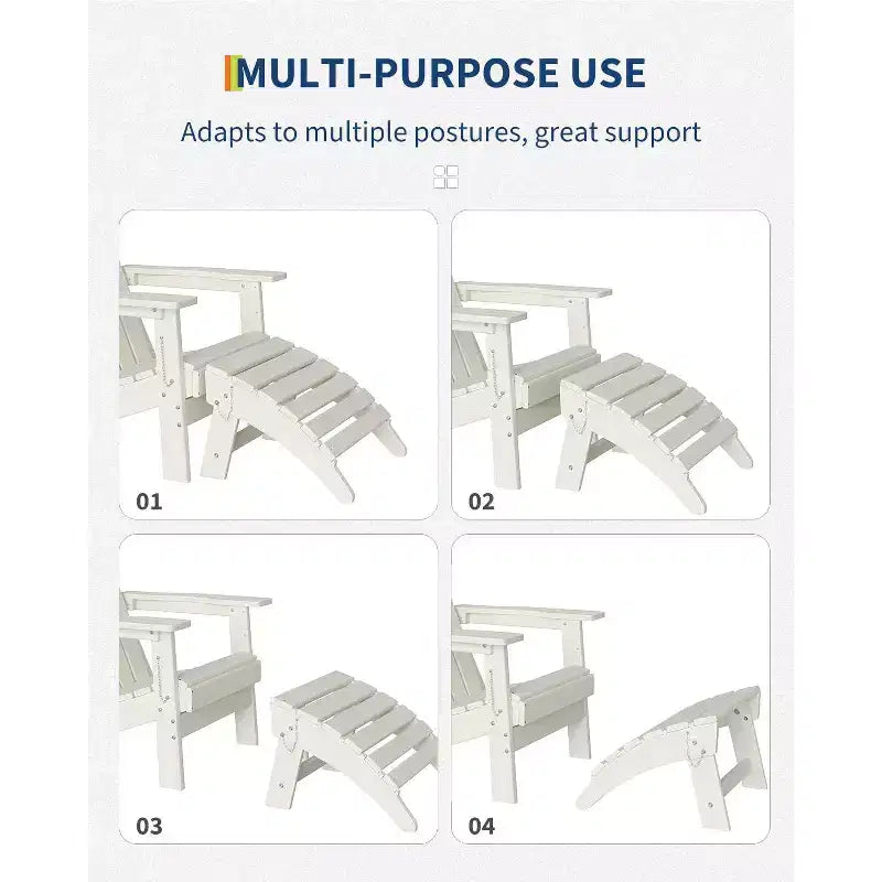 HDPE Folding Adirondack Ottoman - All-Weather Outdoor Footrest for Patio, Deck & Poolside (1-Piece, Standard Size)