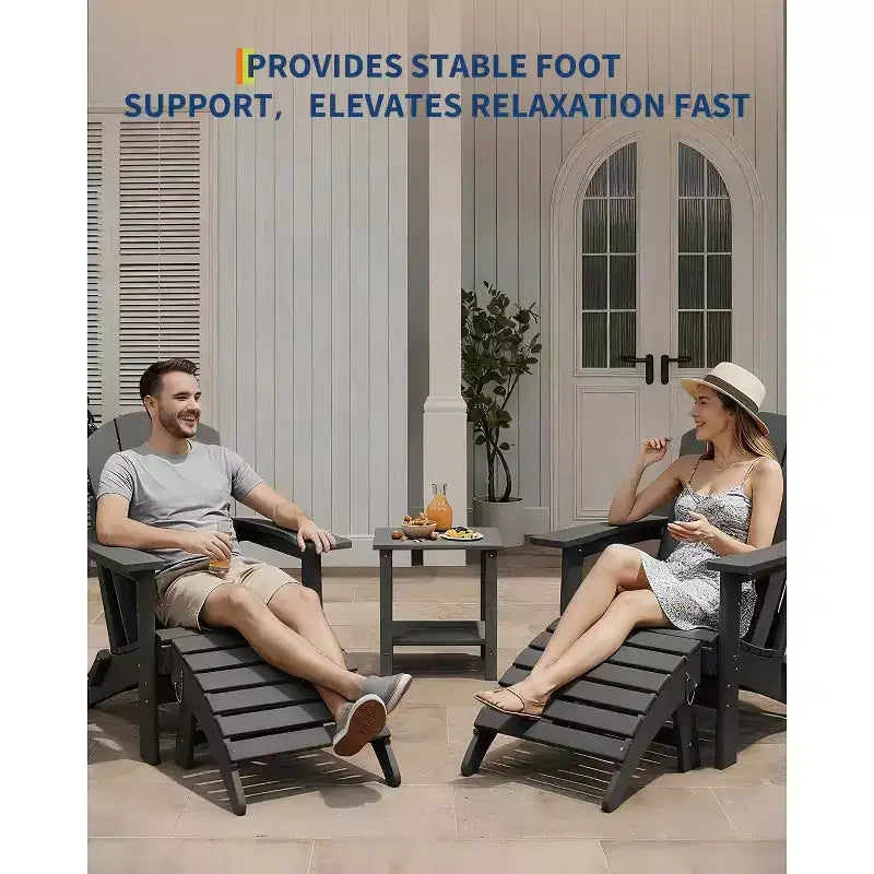 HDPE Folding Adirondack Ottoman - All-Weather Outdoor Footrest for Patio, Deck & Poolside (1-Piece, Standard Size)