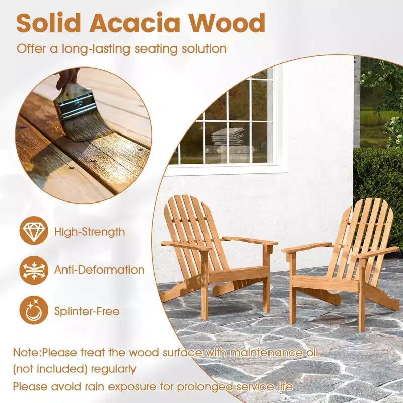 Costway 1/2/4 PCS Patio Adirondack Chair with Inclined Seat High Backrest for Porch Backyard Poolside