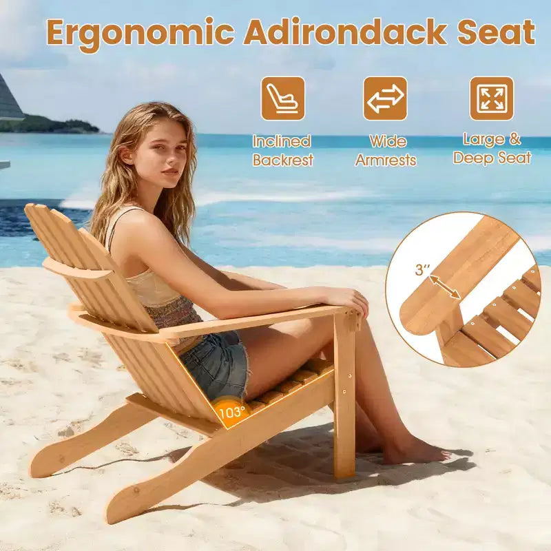 Costway 1/2/4 PCS Patio Adirondack Chair with Inclined Seat High Backrest for Porch Backyard Poolside