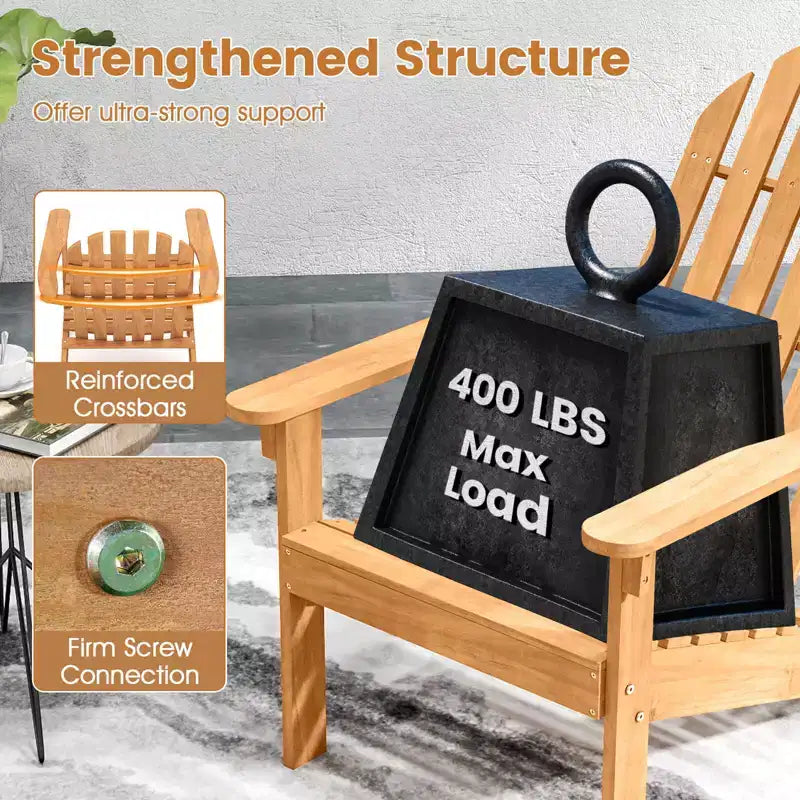 Costway 1/2/4 PCS Patio Adirondack Chair with Inclined Seat High Backrest for Porch Backyard Poolside
