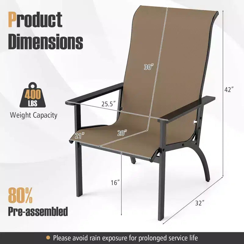 Costway 1/2/4PCS Adirondack Chair with 400 lbs Weight Capacity High Back and Metal Frame Outdoor