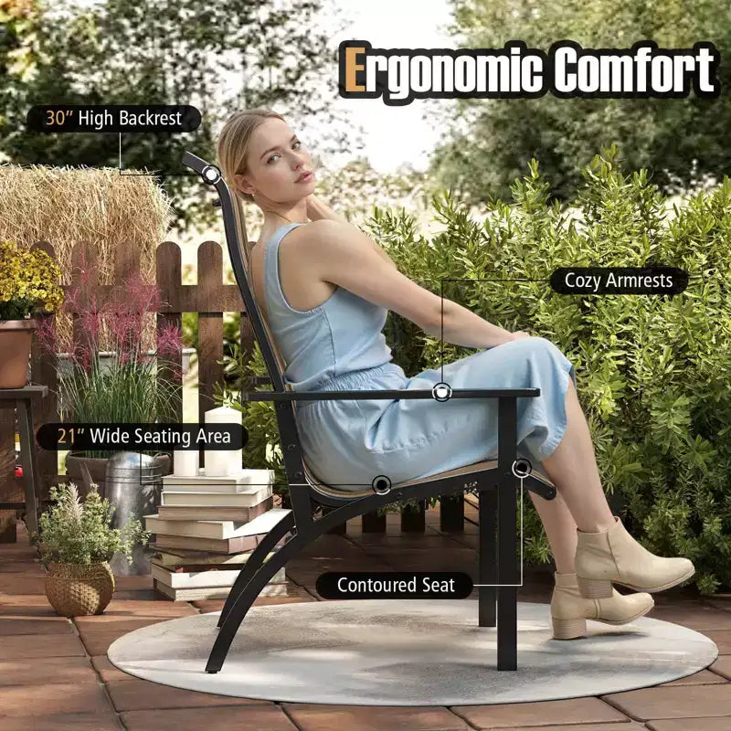 Costway 1/2/4PCS Adirondack Chair with 400 lbs Weight Capacity High Back and Metal Frame Outdoor