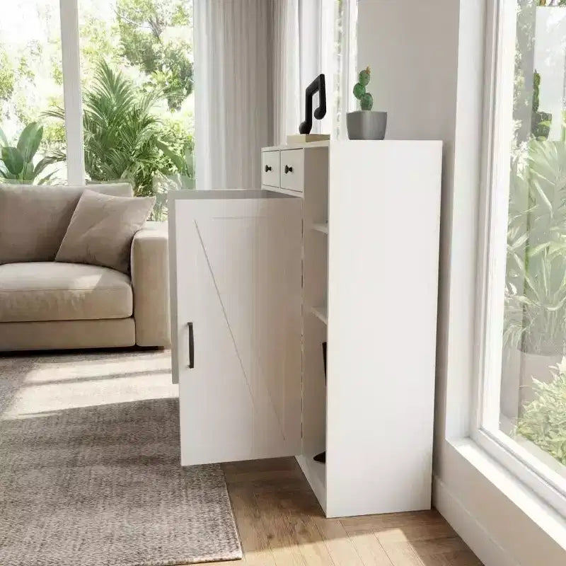 Shoe Storage Cabinet, 5-Tier Farmhouse Shoe Cabinet with 2 Barn Doors & 4 Cubbies, Entryway Organizer for Hallway, Foyer, Rustic