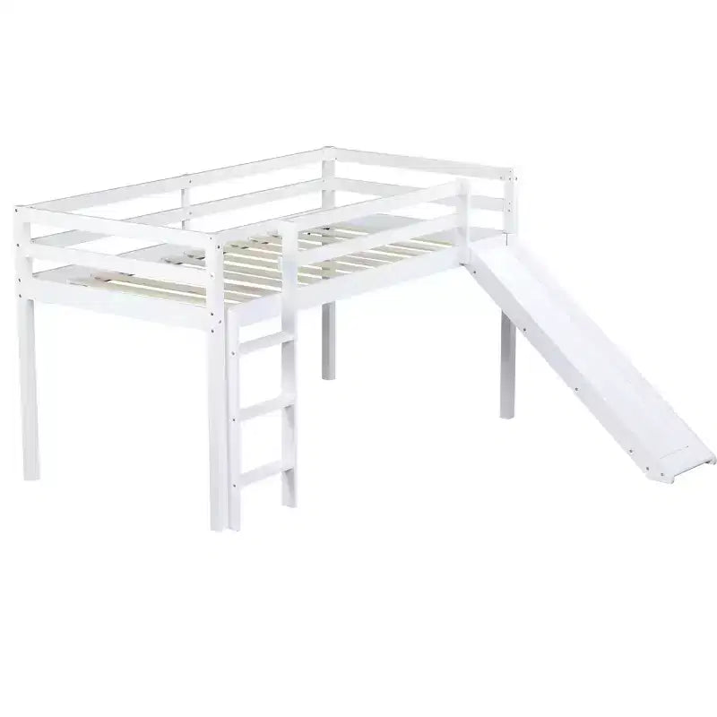 MAYEERTY King Bunk Bed Safety Rail Soft-Close Drawers Solid Rubberwood