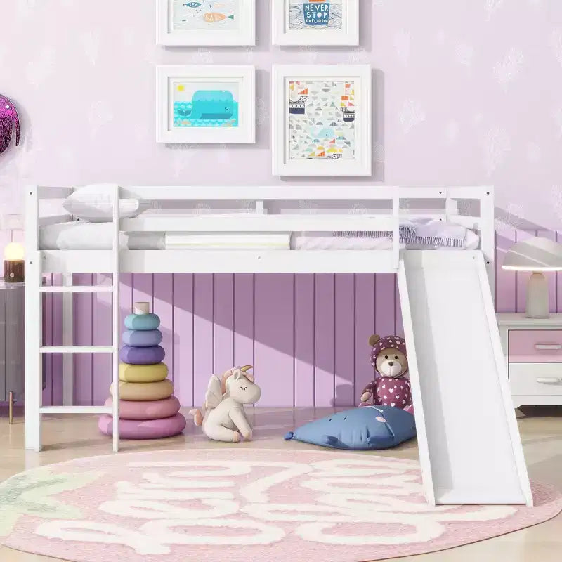 MAYEERTY King Bunk Bed Safety Rail Soft-Close Drawers Solid Rubberwood