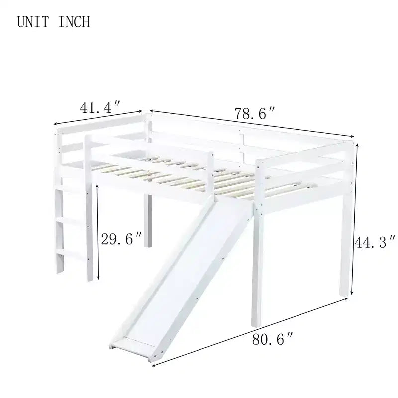 MAYEERTY King Bunk Bed Safety Rail Soft-Close Drawers Solid Rubberwood