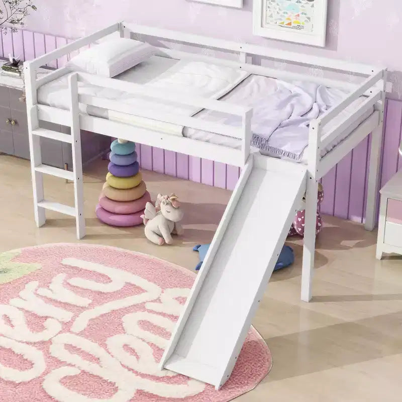 MAYEERTY King Bunk Bed Safety Rail Soft-Close Drawers Solid Rubberwood