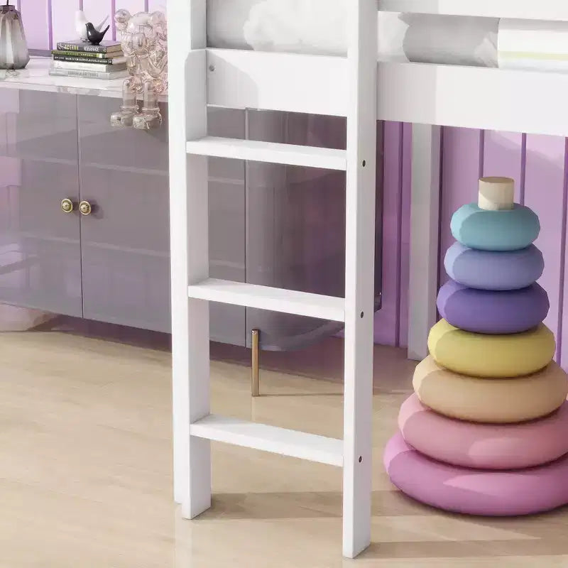 MAYEERTY King Bunk Bed Safety Rail Soft-Close Drawers Solid Rubberwood