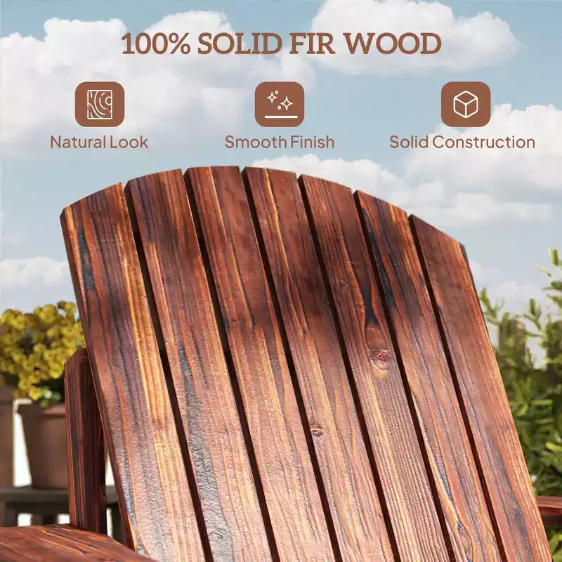 Oversized Wood Adirondack Chair with Built-In Cup Holder, Brown