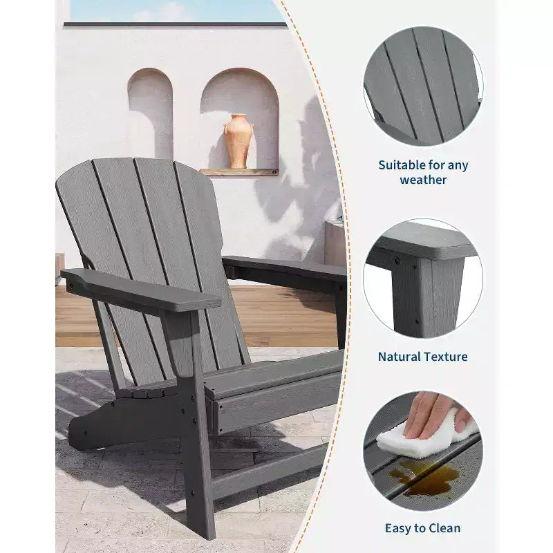 HDPE Plastic Adirondack Chair Set of 4 with 2 Side Table - Oversize 380 LB Poly Lumber Weather Resistant Firepit Chair - Outdoor Patio Chairs