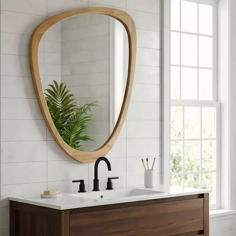24 x 36 Modern Irregular Shape Wall Mirror, Decorative Accent Mirror for Home, Bathroom, Bedroom-Panipeachy