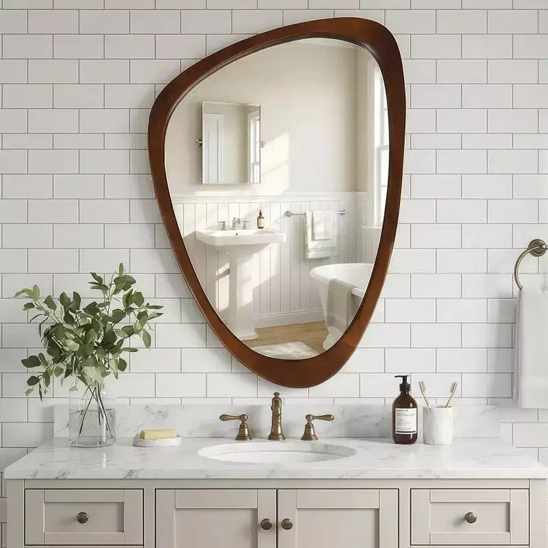 24 x 36 Modern Irregular Shape Wall Mirror, Decorative Accent Mirror for Home, Bathroom, Bedroom-Panipeachy