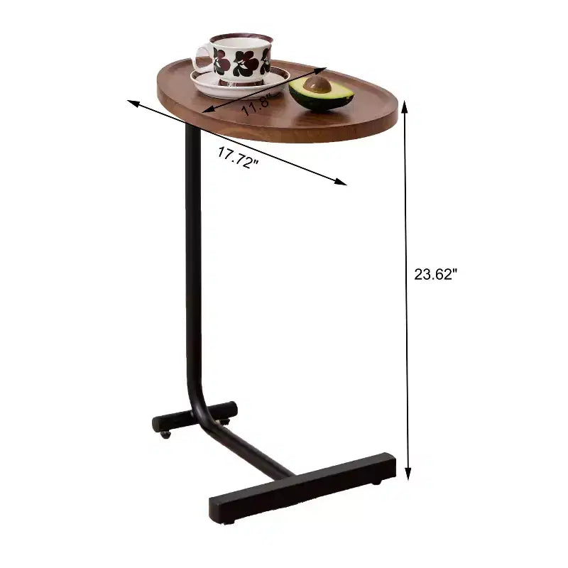 Set of 2 Brown C-Shaped Side Tables, Slim Sofa End Tables for Small Spaces, Living Room and Bedroom