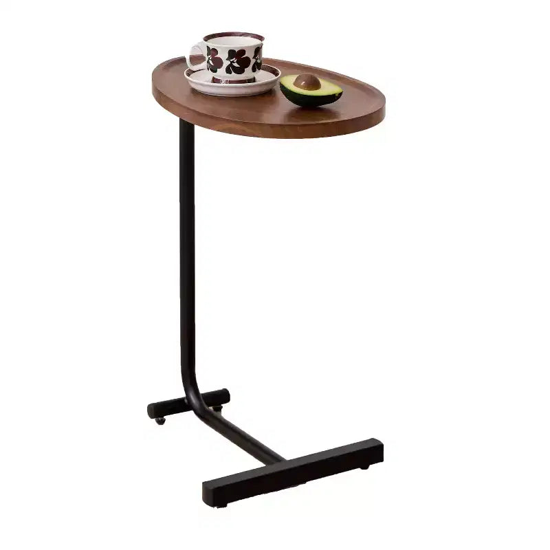 Set of 2 Brown C-Shaped Side Tables, Slim Sofa End Tables for Small Spaces, Living Room and Bedroom