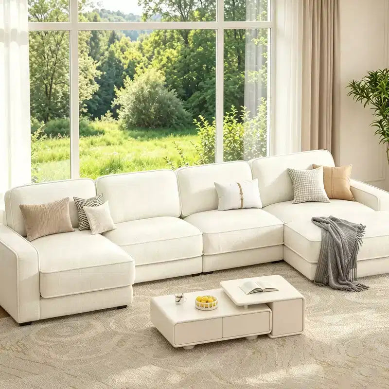 Dyonery 119 L Shaped Couch Modular Sectional Sleeper Sofa, CHENILLE Fabric, Modern Oversized Sectional Couch with Deep Seat, Tool-Free Assembly,Green